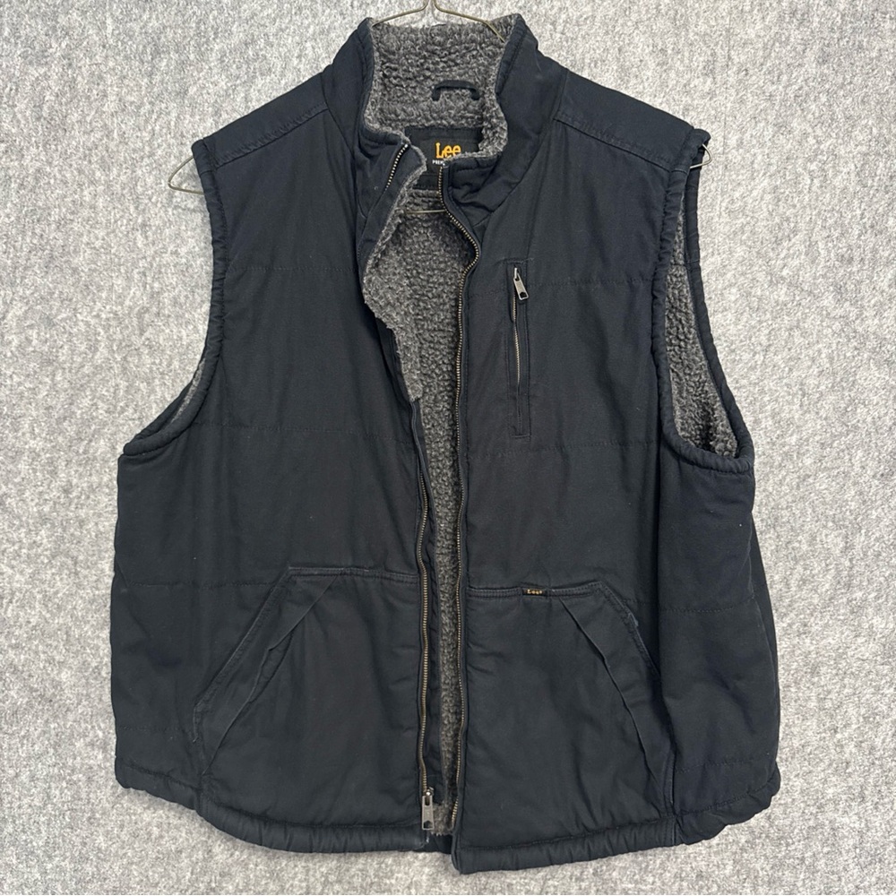 Lee Premium Select Vest Men's Black Gray SherpaLined Sleeveless Vest jacket